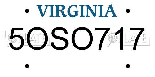 5OSO717 Virginia License Plate