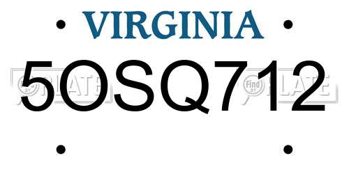 5OSQ712 Virginia License Plate