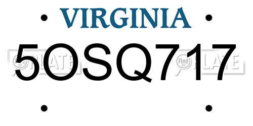 5OSQ717 Virginia License Plate