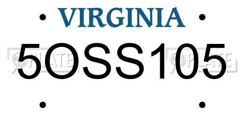 5OSS105 Virginia License Plate