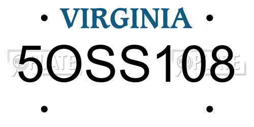 5OSS108 Virginia License Plate