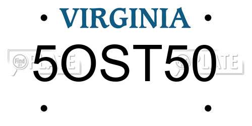 5OST50 Virginia License Plate