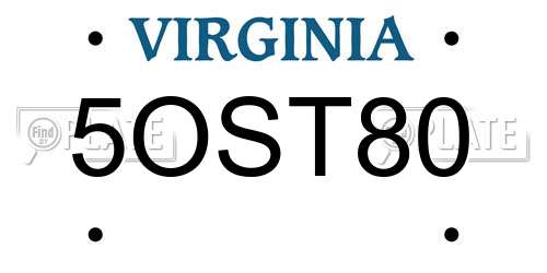 5OST80 Virginia License Plate