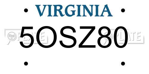 5OSZ80 Virginia License Plate