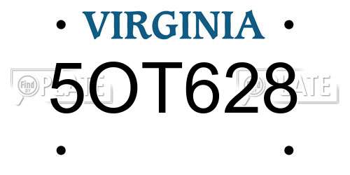 5OT628 Virginia License Plate