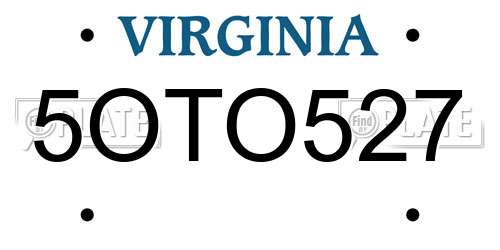 5OTO527 Virginia License Plate