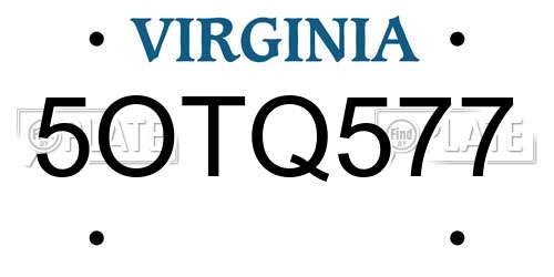 5OTQ577 Virginia License Plate