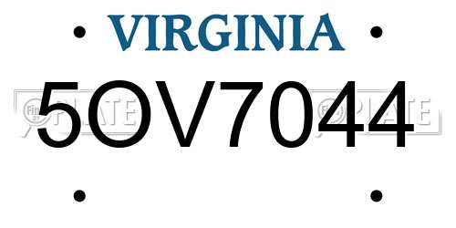 5OV7044 Virginia License Plate