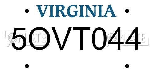 5OVT044 Virginia License Plate