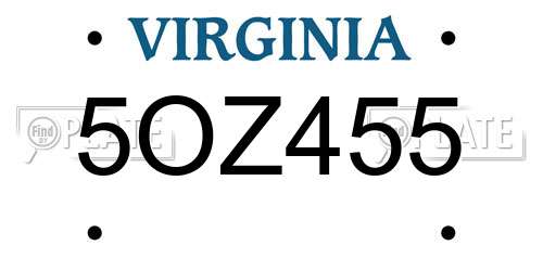 5OZ455 Virginia License Plate