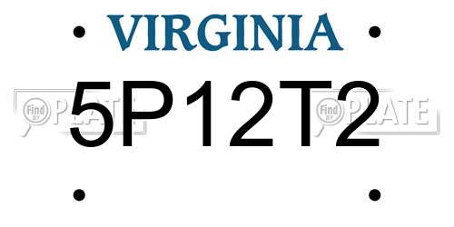 5P12T2 Virginia License Plate