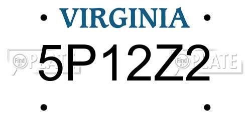 5P12Z2 Virginia License Plate