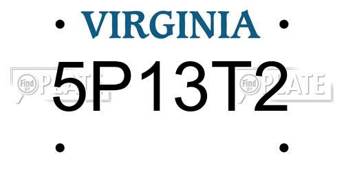 5P13T2 Virginia License Plate