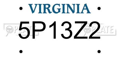 5P13Z2 Virginia License Plate