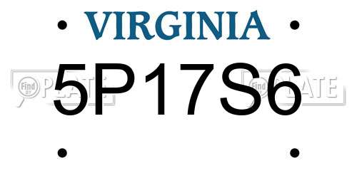 5P17S6 Virginia License Plate