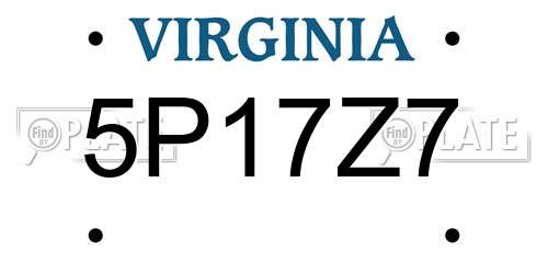 5P17Z7 Virginia License Plate