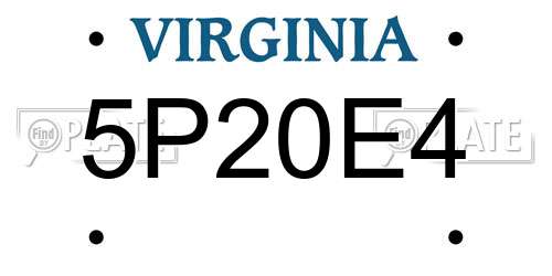 5P20E4 Virginia License Plate