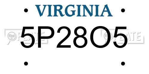 5P28O5 Virginia License Plate