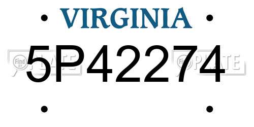 5P42274 Virginia License Plate