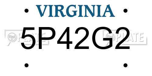 5P42G2 Virginia License Plate