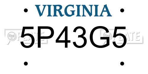 5P43G5 Virginia License Plate