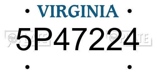 5P47224 Virginia License Plate