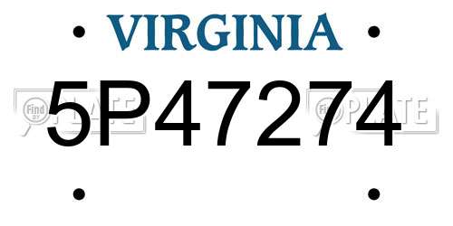 5P47274 Virginia License Plate