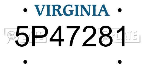 5P47281 Virginia License Plate