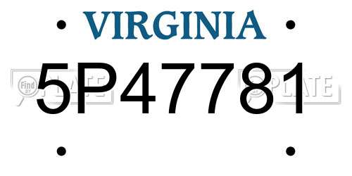 5P47781 Virginia License Plate