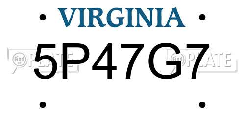 5P47G7 Virginia License Plate
