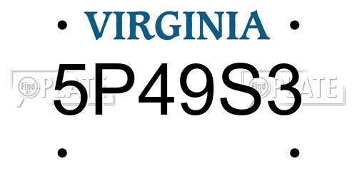 5P49S3 Virginia License Plate