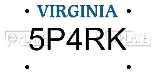 5P4RK Virginia License Plate