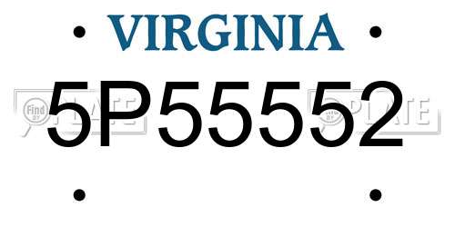 5P55552 Virginia License Plate