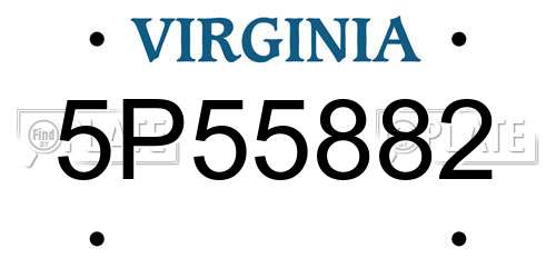 5P55882 Virginia License Plate