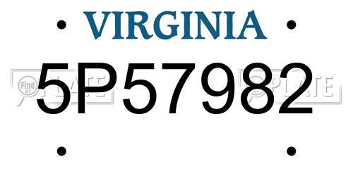 5P57982 Virginia License Plate