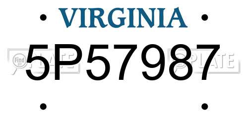 5P57987 Virginia License Plate