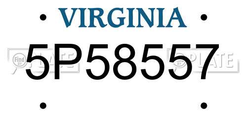 5P58557 Virginia License Plate