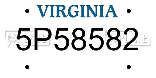 5P58582 Virginia License Plate