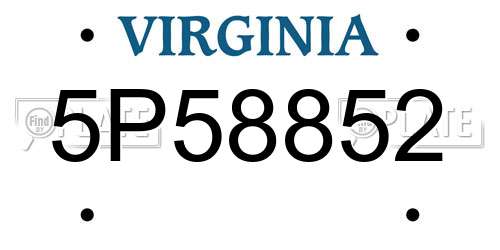 5P58852 Virginia License Plate