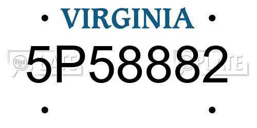 5P58882 Virginia License Plate