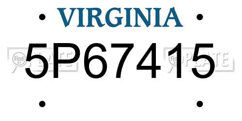 5P67415 Virginia License Plate