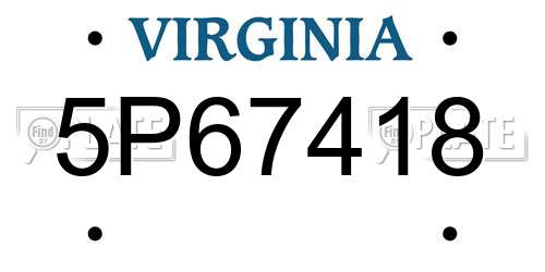 5P67418 Virginia License Plate