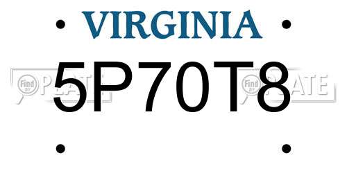 5P70T8 Virginia License Plate