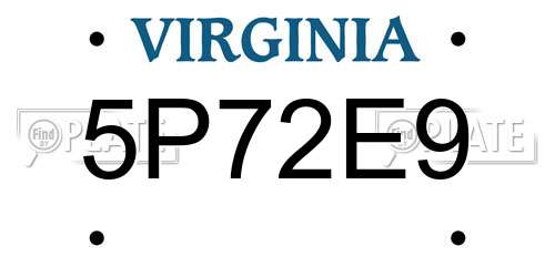 5P72E9 Virginia License Plate