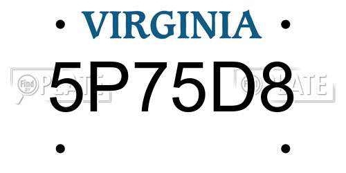 5P75D8 Virginia License Plate
