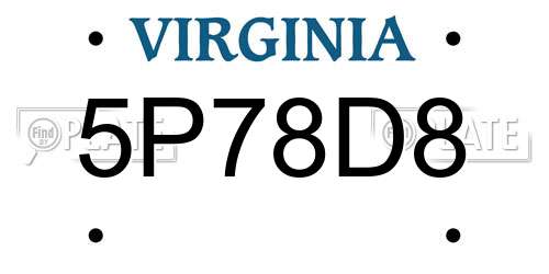 5P78D8 Virginia License Plate