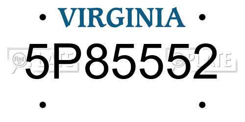 5P85552 Virginia License Plate