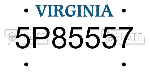 5P85557 Virginia License Plate
