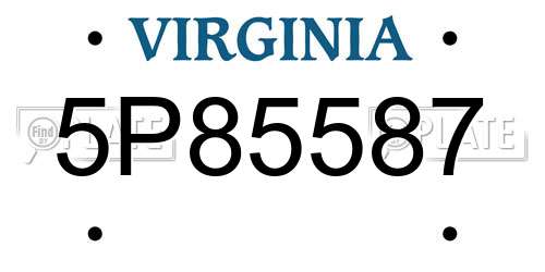 5P85587 Virginia License Plate