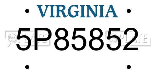 5P85852 Virginia License Plate